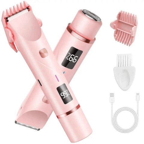 Darrahopens Health & Beauty > Shaving & Hair Removal > Hair Removal Women's Electric Dual Head Hair Remover – Double Ring Blade for Efficient Hair Removal, Fine Trimming Blade for Detailed Grooming, IPX7 Full Body Waterproof, Safe and Painless（pink)