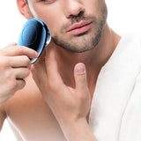 Darrahopens Health & Beauty > Shaving & Hair Removal > Shaving & Grooming 2pcs Mini Shaver Portable Electric Shaver Upgrade Rechargeable Pocket Razor for Men -Blue and Silver