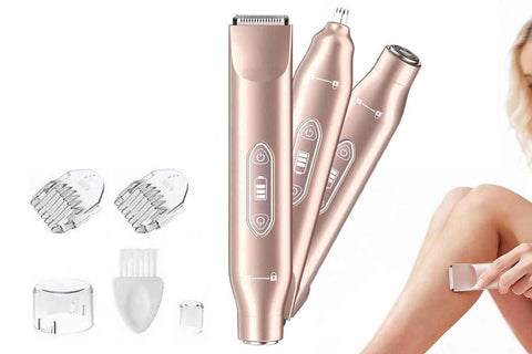 Darrahopens Health & Beauty > Shaving & Hair Removal > Shaving & Grooming 3-in-1 Electric Shaver Nose Hair Trimmer for Face Body Bikini Underarm and Legs - Rose Gold