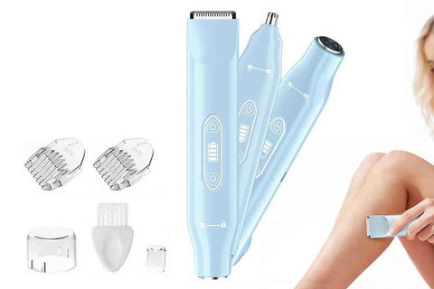 Darrahopens Health & Beauty > Shaving & Hair Removal > Shaving & Grooming 3-in-1 Electric Shaver Nose Hair Trimmer for Face Body Bikini Underarm and Legs - Sky Blue