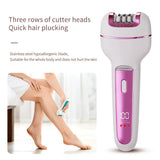 Darrahopens Health & Beauty > Shaving & Hair Removal > Shaving & Grooming 3-in-1 Ladies Electric Epilator, Shaver & Callus Remover with LED Display - Rechargeable & Waterproof(Gold)