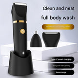Darrahopens Health & Beauty > Shaving & Hair Removal > Shaving & Grooming 3-in-1 Men's Electric Body Groomer & Hair Clipper Kit - Waterproof, USB-C Rechargeable with Charging Dock(Upgraded gray)