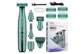 Darrahopens Health & Beauty > Shaving & Hair Removal > Shaving & Grooming 6-in-1 Women Electric Shaver Replaceable Heads for Whole Body Private Epilator Shaving Razor - Green