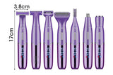 Darrahopens Health & Beauty > Shaving & Hair Removal > Shaving & Grooming 6-in-1 Women Electric Shaver Replaceable Heads for Whole Body Private Epilator Shaving Razor - Purple