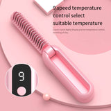 Darrahopens Health & Beauty > Shaving & Hair Removal > Shaving & Grooming Beige Portable Foldable Cordless Hair Straightener Comb - 2-in-1 Ionic Styling for Smooth, Frizz-Free Hair