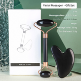 Darrahopens Health & Beauty > Shaving & Hair Removal > Shaving & Grooming Black Dual-Head Resin Facial Roller and Heart-Shaped Gua Sha Set for Home SPA Skincare and Face Neck Massage