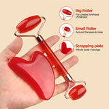 Darrahopens Health & Beauty > Shaving & Hair Removal > Shaving & Grooming Black Dual-Head Resin Facial Roller and Heart-Shaped Gua Sha Set for Home SPA Skincare and Face Neck Massage
