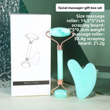 Darrahopens Health & Beauty > Shaving & Hair Removal > Shaving & Grooming Double Green Dual-Head Resin Facial Roller and Heart-Shaped Gua Sha Set for Home SPA Skincare and Face Neck Massage