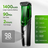Darrahopens Health & Beauty > Shaving & Hair Removal > Shaving & Grooming Green Beard & Hair Trimmer with Strong Vacuum Suction and Digital Display - Waterproof Rechargable Electric Clipper