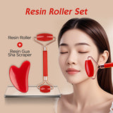 Darrahopens Health & Beauty > Shaving & Hair Removal > Shaving & Grooming Light blue Dual-Head Resin Facial Roller and Heart-Shaped Gua Sha Set for Home SPA Skincare and Face Neck Massage