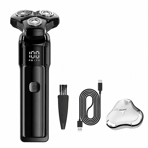Darrahopens Health & Beauty > Shaving & Hair Removal > Shaving & Grooming Men's 3-Head Electric Rotary Shaver Basic Set - Type-C Rechargeable LCD Beard Shaver for Daily Facial Grooming, Home, Bathroom and Travel Use In Australia - Darrahopens