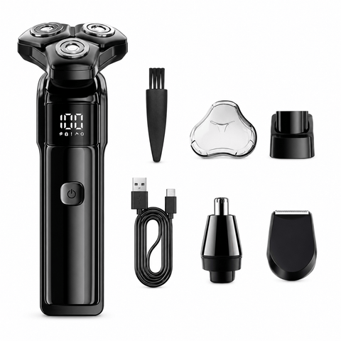 Darrahopens Health & Beauty > Shaving & Hair Removal > Shaving & Grooming Men's 3-Head Electric Rotary Shaver Deluxe Set - Type-C Rechargeable LCD Grooming Kit with Charging Base for Daily Beard Care, Bathroom, Home, Business Trips and Travel Use In Australia - Darrahopens