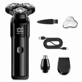 Darrahopens Health & Beauty > Shaving & Hair Removal > Shaving & Grooming Men's 3-Head Electric Rotary Shaver Upgraded Set - Type-C Rechargeable LCD Grooming Kit for Beard, Nose Hair, Sideburns, Home and Travel Use In Australia - Darrahopens