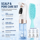 Darrahopens Health & Beauty > Shaving & Hair Removal > Shaving & Grooming Microbubble Oxygen Hydration Facial Pore Cleanser and Blue Silicone Scalp Massage Scrubber Set with Waste Separation Design, 3 Level Vacumn Suction and 6 Replaceable Heads - Full Body Care Routine for Face Pore Cleaning and Scalp Massage