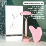 Darrahopens Health & Beauty > Shaving & Hair Removal > Shaving & Grooming Pink Dual-Head Resin Facial Roller and Heart-Shaped Gua Sha Set for Home SPA Skincare and Face Neck Massage