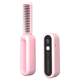 Darrahopens Health & Beauty > Shaving & Hair Removal > Shaving & Grooming Pink Portable Foldable Cordless Hair Straightener Comb - 2-in-1 Ionic Styling for Smooth, Frizz-Free Hair