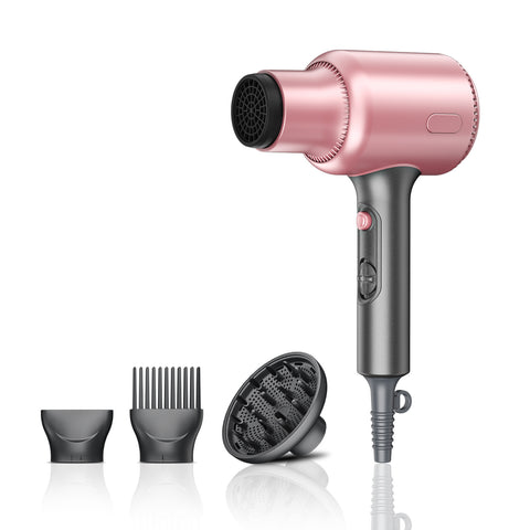 Darrahopens Health & Beauty > Shaving & Hair Removal > Shaving & Grooming Pink Portable silent Hair Dryer with 3 Heat/Speed Settings and 3 Accessories - High-Power Blow Dryer, 3M Long Cord & 8CM Wide Outlet