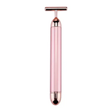 Darrahopens Health & Beauty > Shaving & Hair Removal > Shaving & Grooming Rose Gold Electric T-Shape Facial Massage Bar Waterproof Gold Tone Beauty Roller for Daily Skincare and High Frequency Vibration
