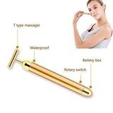 Darrahopens Health & Beauty > Shaving & Hair Removal > Shaving & Grooming Rose Gold Electric T-Shape Facial Massage Bar Waterproof Gold Tone Beauty Roller for Daily Skincare and High Frequency Vibration