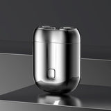 Darrahopens Health & Beauty > Shaving & Hair Removal > Shaving & Grooming Silver Portable Mini Electric Shaver with Dual Floating Heads IPX6 Waterproof Rechargeable Travel Razor for Men for Grooming and Business Trips