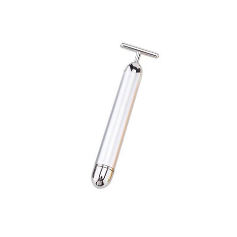 Darrahopens Health & Beauty > Shaving & Hair Removal > Shaving & Grooming Sliver Electric T-Shape Facial Massage Bar Waterproof Gold Tone Beauty Roller for Daily Skincare and High Frequency Vibration