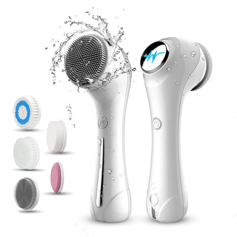 Darrahopens Health & Beauty > Skincare > Facial Cleansers Multifunctional Electric Facial Cleanser - 6-in-1 Electric Facial Cleanser - Home Beauty Device - IPX7 Waterproof - 5 Brush Heads - Hot Compress Facial Cleanser