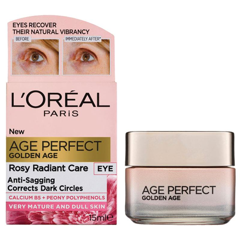 Darrahopens Health & Beauty > Skincare > Skincare Masks & Peels LOreal Paris Golden Age Perfect Rosy Radiant Eye Cream Anti Sagging Mature to Dull Skin 15ml