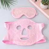 Darrahopens Health & Beauty > Skincare > Skincare Masks & Peels Pink Reusable Cooling Gel Bead Face Mask and Eye Mask Set - Soothing Therapy for Puffy Eyes, Headaches and Facial Relaxation