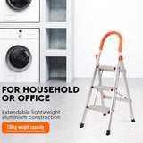 Darrahopens Home & Garden 3 Step Ladder Multi Purpose Household Office Foldable Non Slip Aluminium[