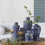 Darrahopens Home & Garden > Artificial Plants > Artifical Flowers & Plants Valora Blue & White Cylinder Jar 35cm