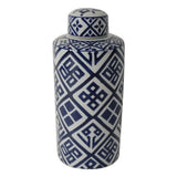 Darrahopens Home & Garden > Artificial Plants > Artifical Flowers & Plants Valora Blue & White Cylinder Jar 35cm