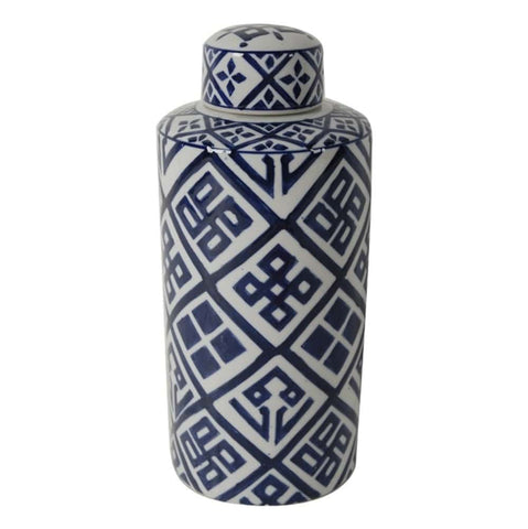 Darrahopens Home & Garden > Artificial Plants > Artifical Flowers & Plants Valora Blue & White Cylinder Jar 35cm