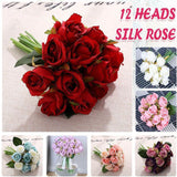 Darrahopens Home & Garden > Artificial Plants > Artificial Flowers & Plants 12 Heads Silk Rose Artificial Flowers Fake Bouquet - modena