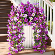 Darrahopens Home & Garden > Artificial Plants > Artificial Flowers & Plants Artificial Fake Hanging Flowers Plants for Outdoor Spring Decoration,2 PCS Faux Silk Morning Glory with Eucalyptus Leaves,UV Resistant Realistic Trailing Vines for Balcony Porch Patio Yard Garden