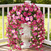 Darrahopens Home & Garden > Artificial Plants > Artificial Flowers & Plants Artificial Fake Hanging Flowers Plants for Outdoor Spring Decoration,2 PCS Faux Silk Morning Glory with Eucalyptus Leaves,UV Resistant Realistic Trailing Vines for Balcony Porch Patio Yard Garden