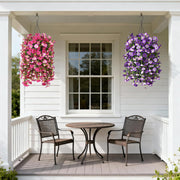 Darrahopens Home & Garden > Artificial Plants > Artificial Flowers & Plants Artificial Fake Hanging Flowers Plants for Outdoor Spring Decoration,2 PCS Faux Silk Morning Glory with Eucalyptus Leaves,UV Resistant Realistic Trailing Vines for Balcony Porch Patio Yard Garden