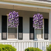 Darrahopens Home & Garden > Artificial Plants > Artificial Flowers & Plants Artificial Fake Hanging Flowers Plants for Outdoor Spring Decoration,2 PCS Faux Silk Morning Glory with Eucalyptus Leaves,UV Resistant Realistic Trailing Vines for Balcony Porch Patio Yard Garden
