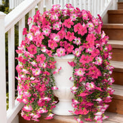 Darrahopens Home & Garden > Artificial Plants > Artificial Flowers & Plants Artificial Fake Hanging Flowers Plants for Outdoor Spring Decoration,2 PCS Faux Silk Morning Glory with Eucalyptus Leaves,UV Resistant Realistic Trailing Vines for Balcony Porch Patio Yard Garden