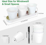 Darrahopens Home & Garden > Artificial Plants > Artificial Flowers & Plants Herb Garden Planter Indoor Kit – 6 Metal Pots with 2 Trays for Windowsill & Kitchen Counter – Modern Decorative Indoor Planters for Herbs, Succulents & Small Plants, White