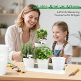 Darrahopens Home & Garden > Artificial Plants > Artificial Flowers & Plants Herb Garden Planter Indoor Kit – 6 Metal Pots with 2 Trays for Windowsill & Kitchen Counter – Modern Decorative Indoor Planters for Herbs, Succulents & Small Plants, White
