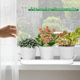 Darrahopens Home & Garden > Artificial Plants > Artificial Flowers & Plants Herb Garden Planter Indoor Kit – 6 Metal Pots with 2 Trays for Windowsill & Kitchen Counter – Modern Decorative Indoor Planters for Herbs, Succulents & Small Plants, White