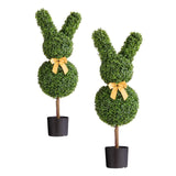 Darrahopens Home & Garden > Artificial Plants > Artificial Flowers & Plants VEVOR Artificial Topiary Bunny-Shape Boxwood Ball, 2 Set 914mm Faux Boxwood Plant Balls, Fake Silk Tree Look Real, Easy Assembly for Decor Front Porch Outdoor Patio Garden Balcony Backyard Indoor