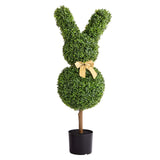 Darrahopens Home & Garden > Artificial Plants > Artificial Flowers & Plants VEVOR Artificial Topiary Bunny-Shape Boxwood Ball, 2 Set 914mm Faux Boxwood Plant Balls, Fake Silk Tree Look Real, Easy Assembly for Decor Front Porch Outdoor Patio Garden Balcony Backyard Indoor