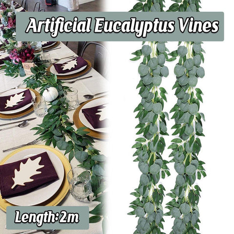 Darrahopens Home & Garden > Artificial Plants > Artificial Hanging Plants Artificial Eucalyptus Garland 2m Green Vine Fake Plant Home Decoration Rattan