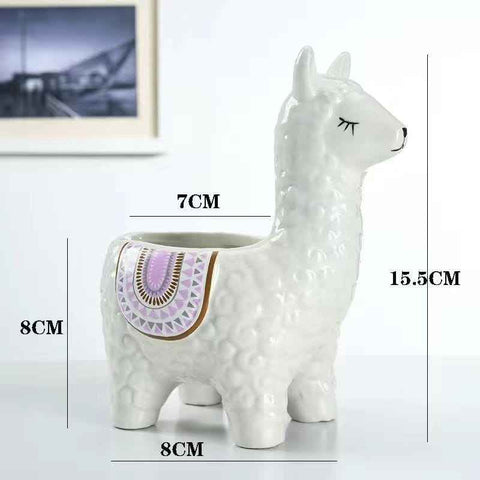 Alpaca White Ceramic Planter