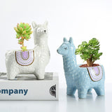 Darrahopens Home & Garden > Artificial Plants > Artificial Potted Plants White Ceramic Planter with Head Tilted Alpaca