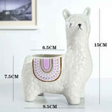 White Ceramic Planter with Head Tilted Alpaca