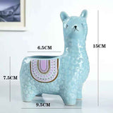 White Ceramic Planter with Head Tilted Alpaca