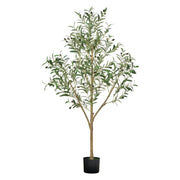 Darrahopens Home & Garden > Artificial Plants > Artificial Trees 150 cm Artificial Olive Tree with Black Pot, Faux Tree with Natural Wood Trunk & Lifelike Leaves, Indoor Decor for Home, Office & Living Room In Australia - Darrahopens