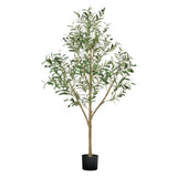 Darrahopens Home & Garden > Artificial Plants > Artificial Trees 150 cm Artificial Olive Tree with Black Pot, Faux Tree with Natural Wood Trunk & Lifelike Leaves, Indoor Decor for Home, Office & Living Room In Australia - Darrahopens